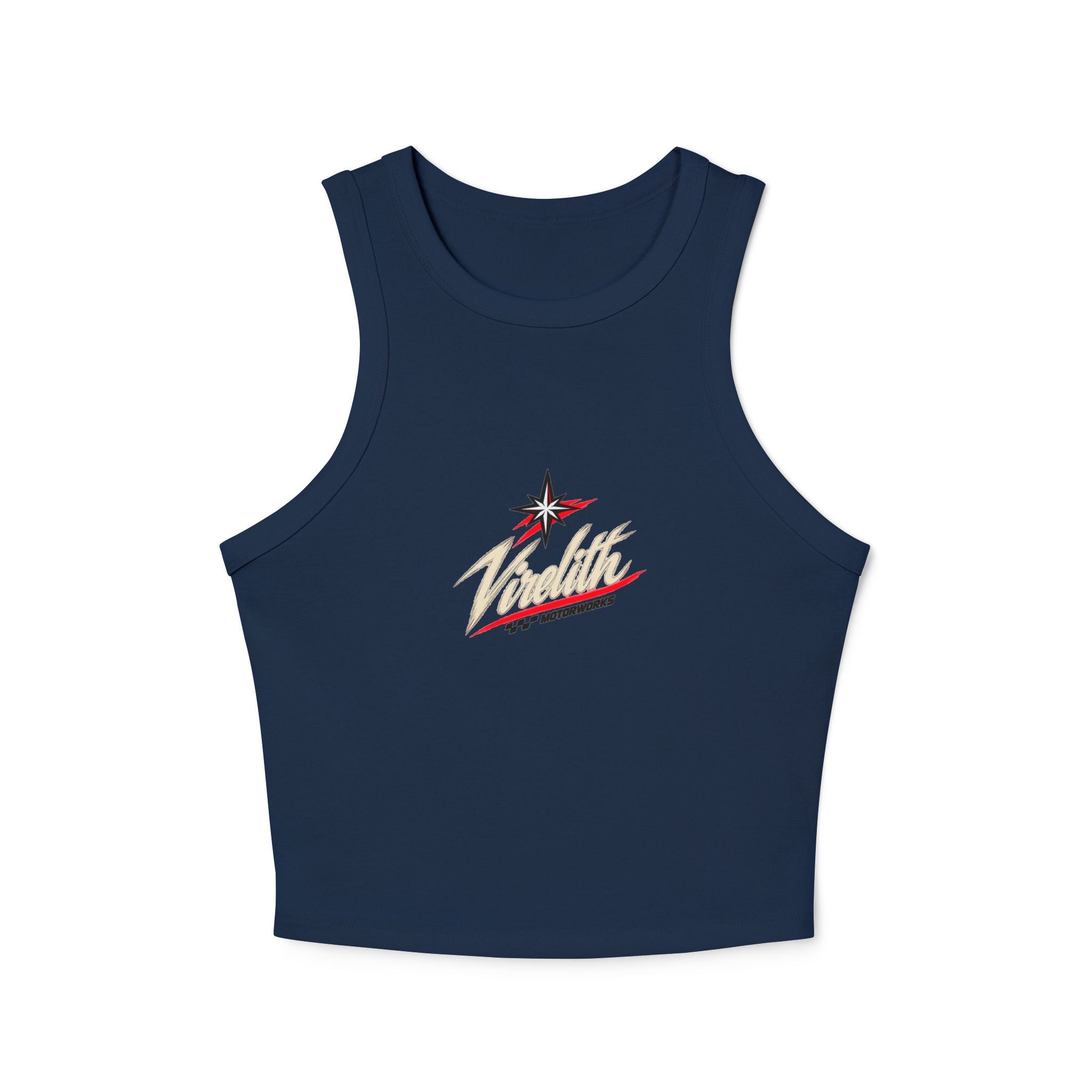 Racer Tank Top — Vintage Speed Virelith Graphic (Front Logo & Back Racing Car)
