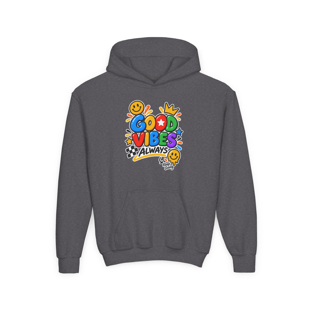 Youth Hoodie - "Good Vibes Always" Colorful Positive Graphic