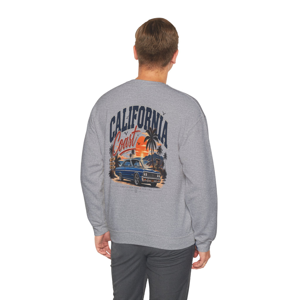 California Coast Crewneck Sweatshirt — Retro Palm Tree Graphic