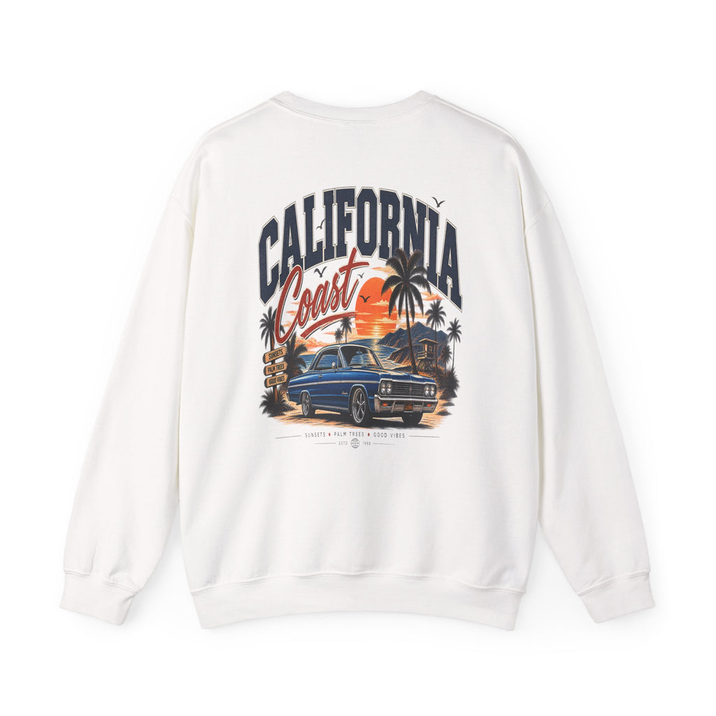 California Coast Crewneck Sweatshirt — Retro Palm Tree Graphic