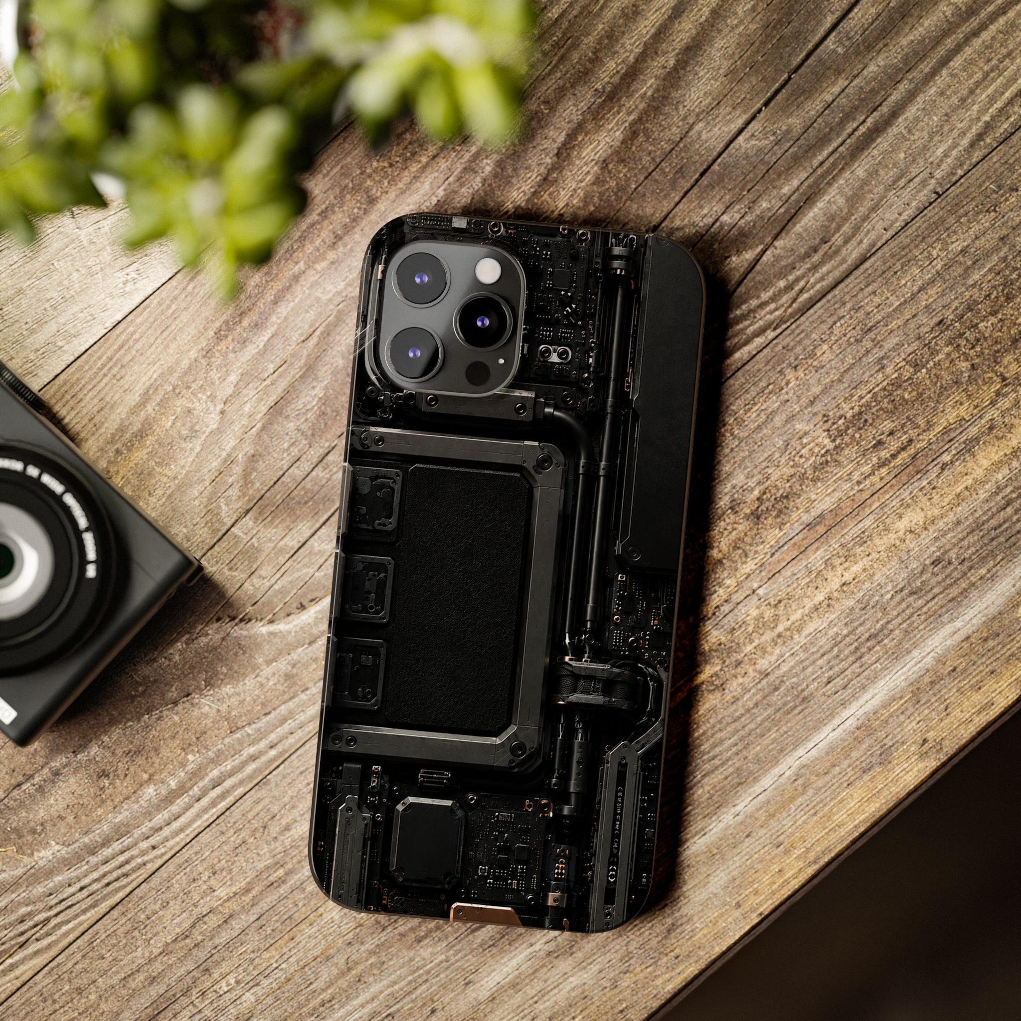 Slim Phone Case — Black Circuit Tech Design