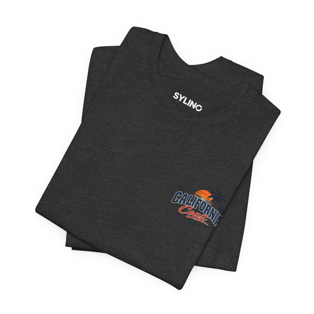 California Coast Pocket Tee — Retro Palm Surf Graphic