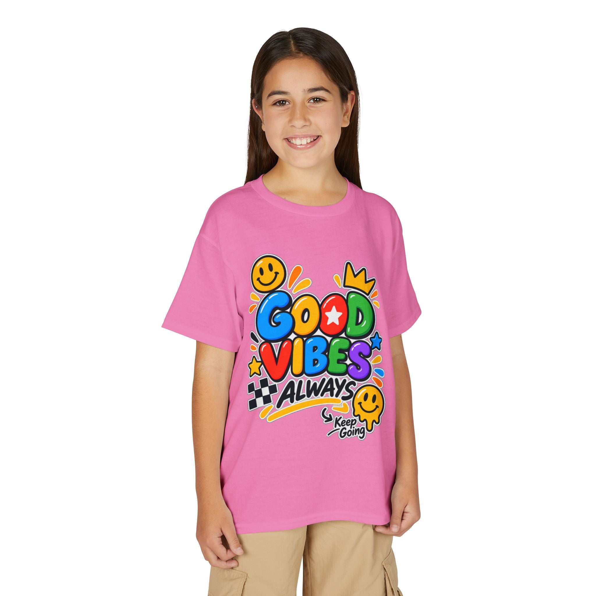 Youth T-Shirt — "Good Vibes Always" Colorful Positive Message Tee