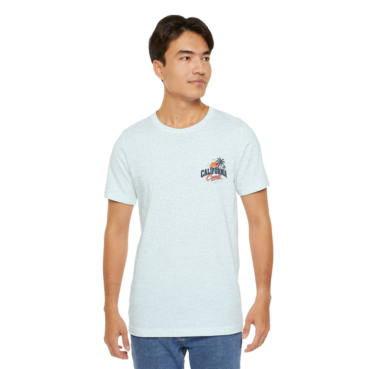 California Coast Pocket Tee — Retro Palm Surf Graphic