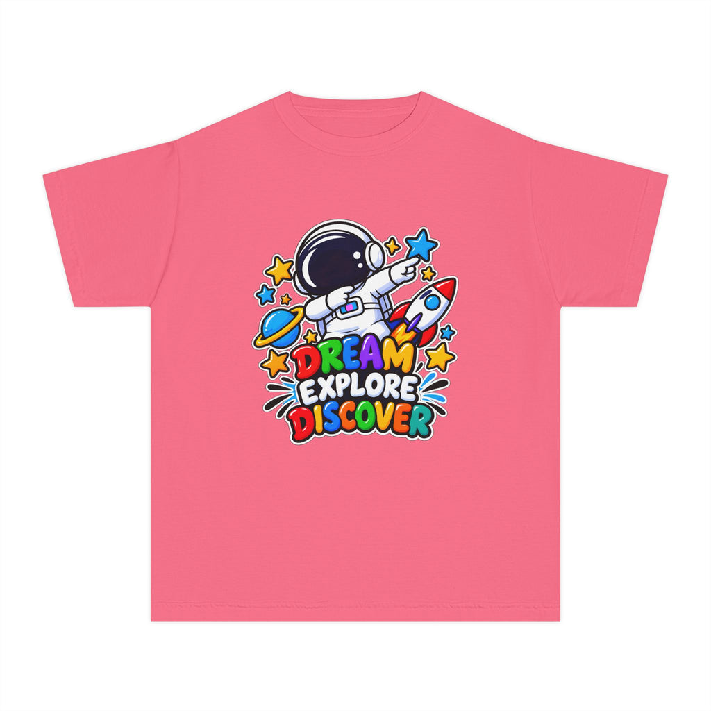 Youth Space Adventure Tee – “Dream Explore Discover / Small Steps Big Future”