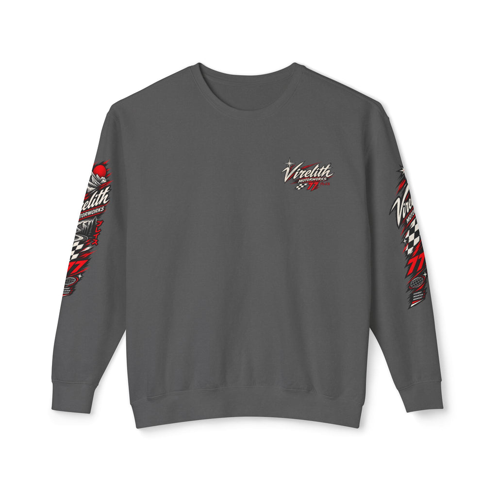 Motorworks Racing Crewneck Sweatshirt | Vintage Sleeve Graphic