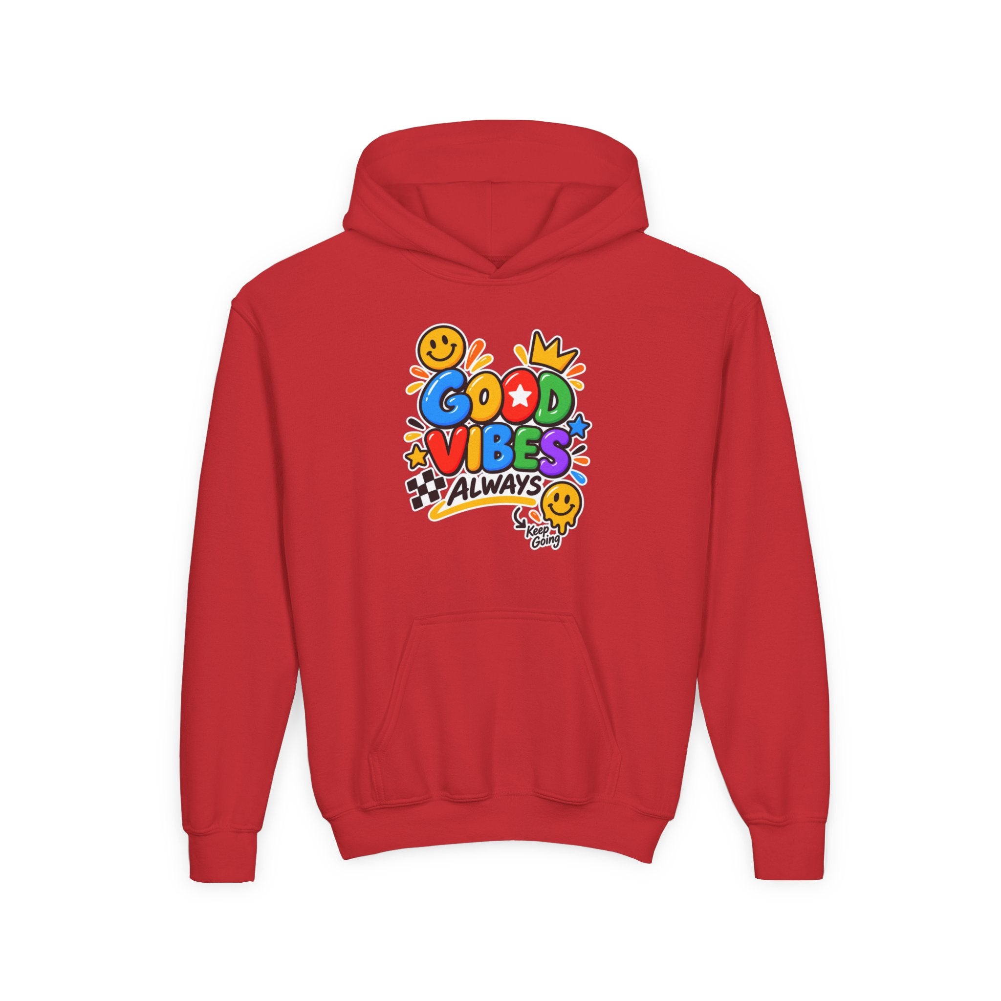 Youth Hoodie - "Good Vibes Always" Colorful Positive Graphic