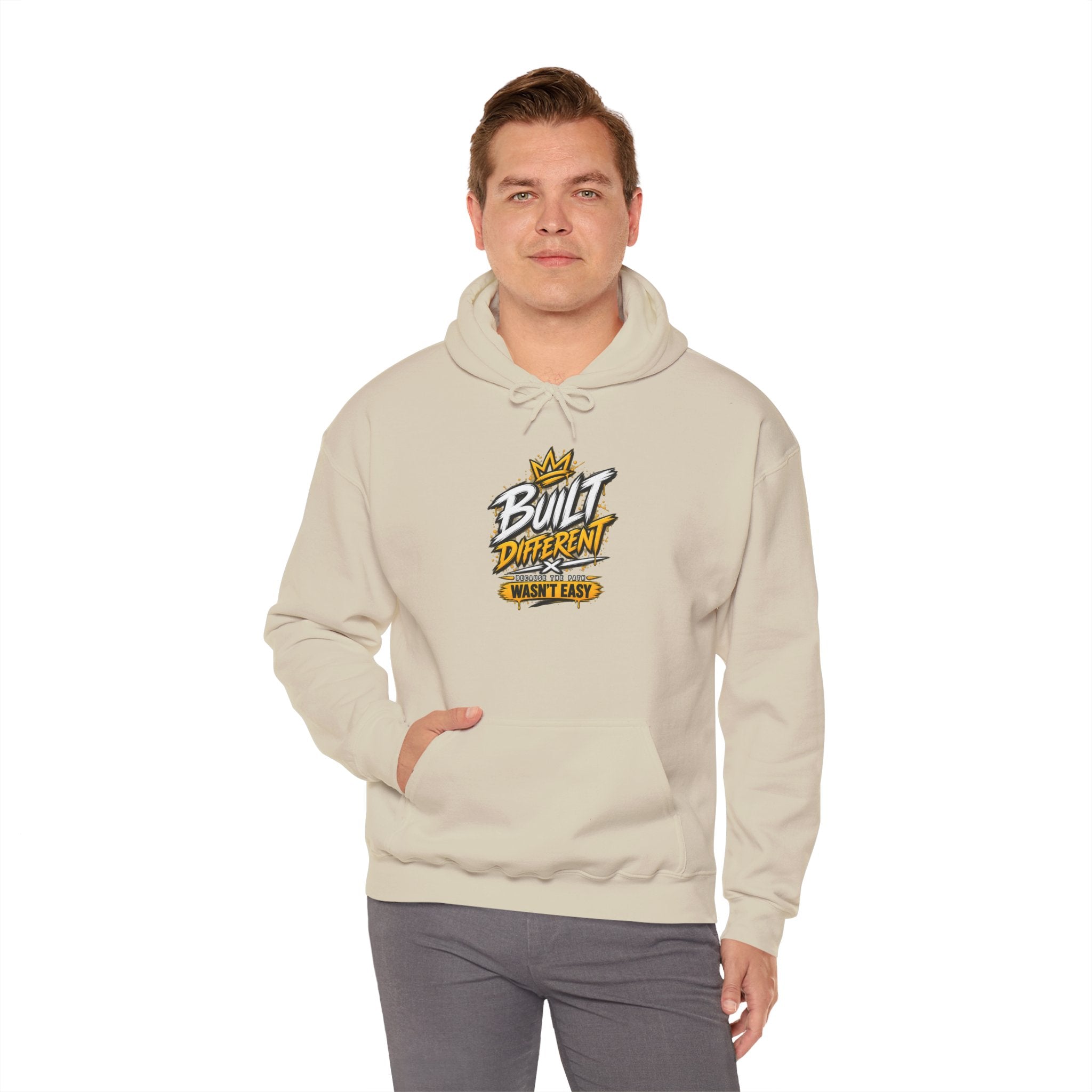 Built Different Hooded Sweatshirt — 'Built Different Wasn’t Easy' Graphic Hoodie