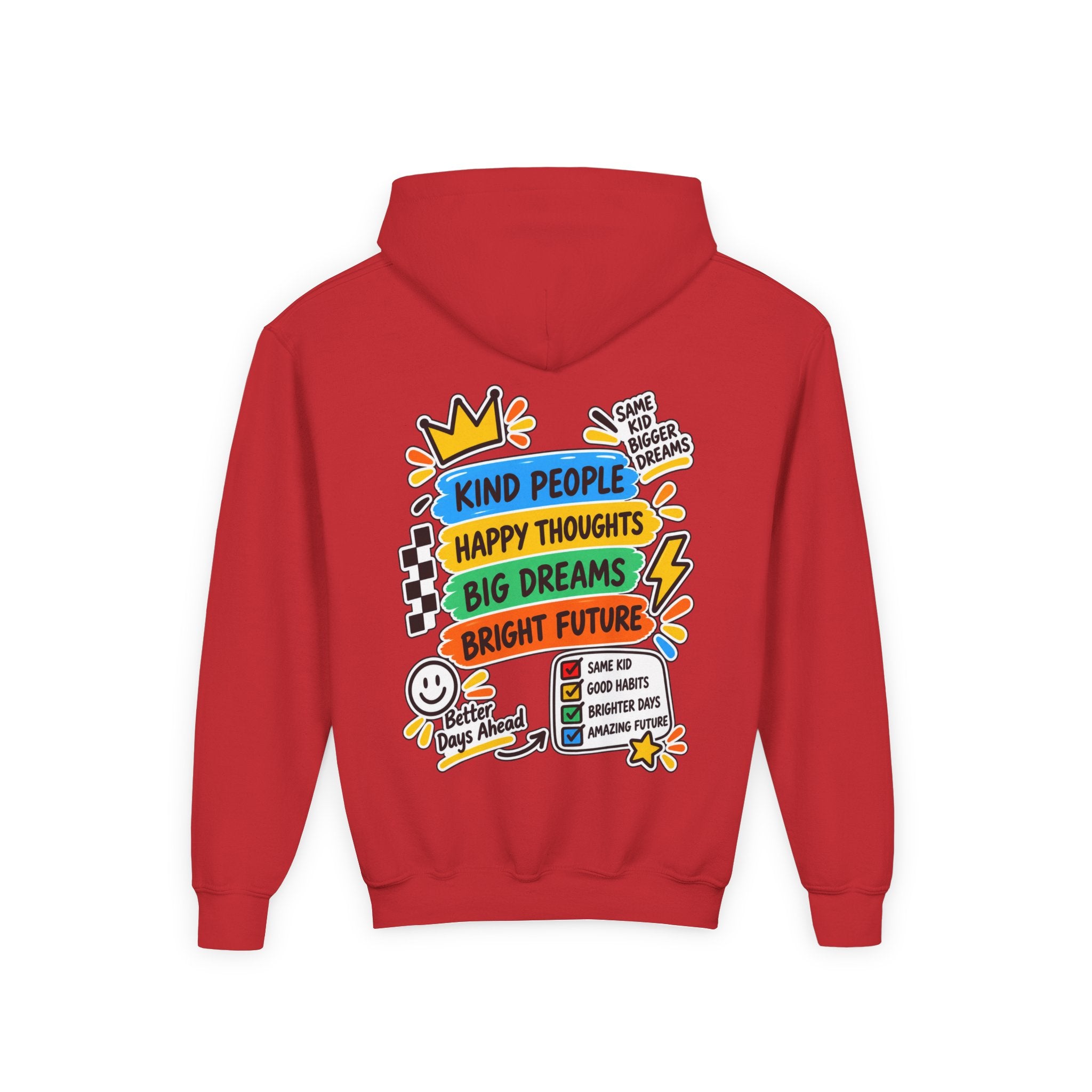 Youth Hoodie - "Good Vibes Always" Colorful Positive Graphic