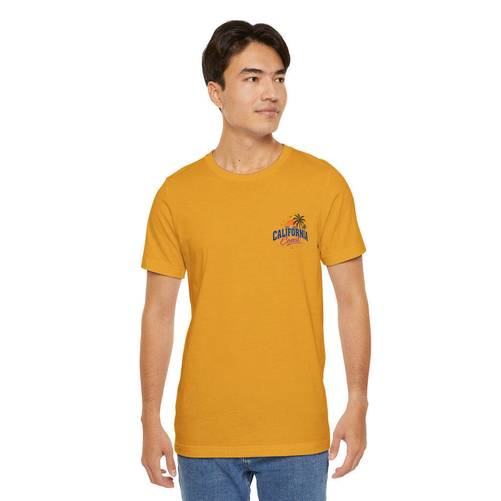 California Coast Pocket Tee — Retro Palm Surf Graphic