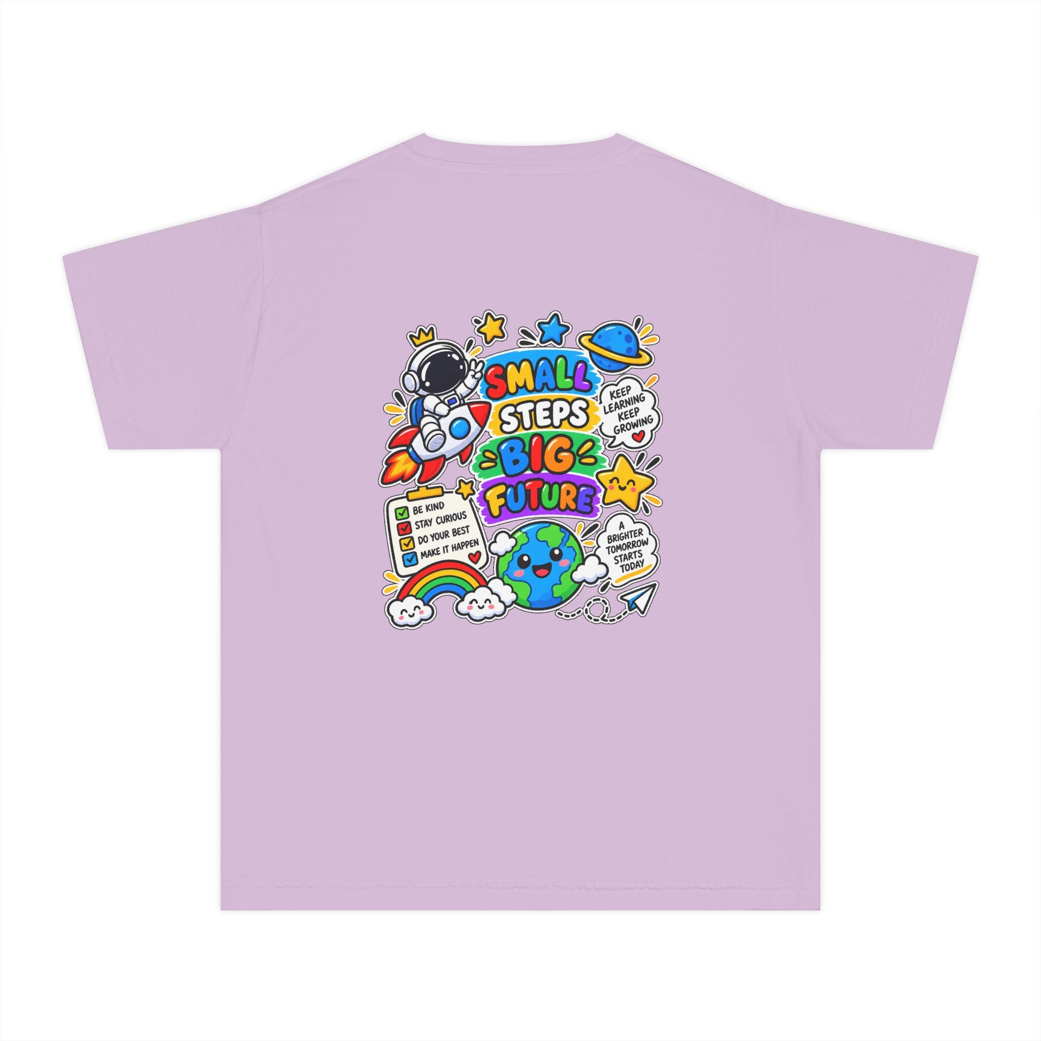 Youth Space Adventure Tee – “Dream Explore Discover / Small Steps Big Future”