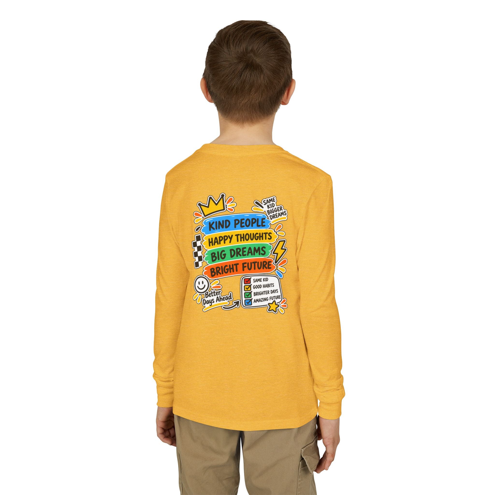 Good Vibes Always Youth Long Sleeve Tee — Positive Message Kids Shirt