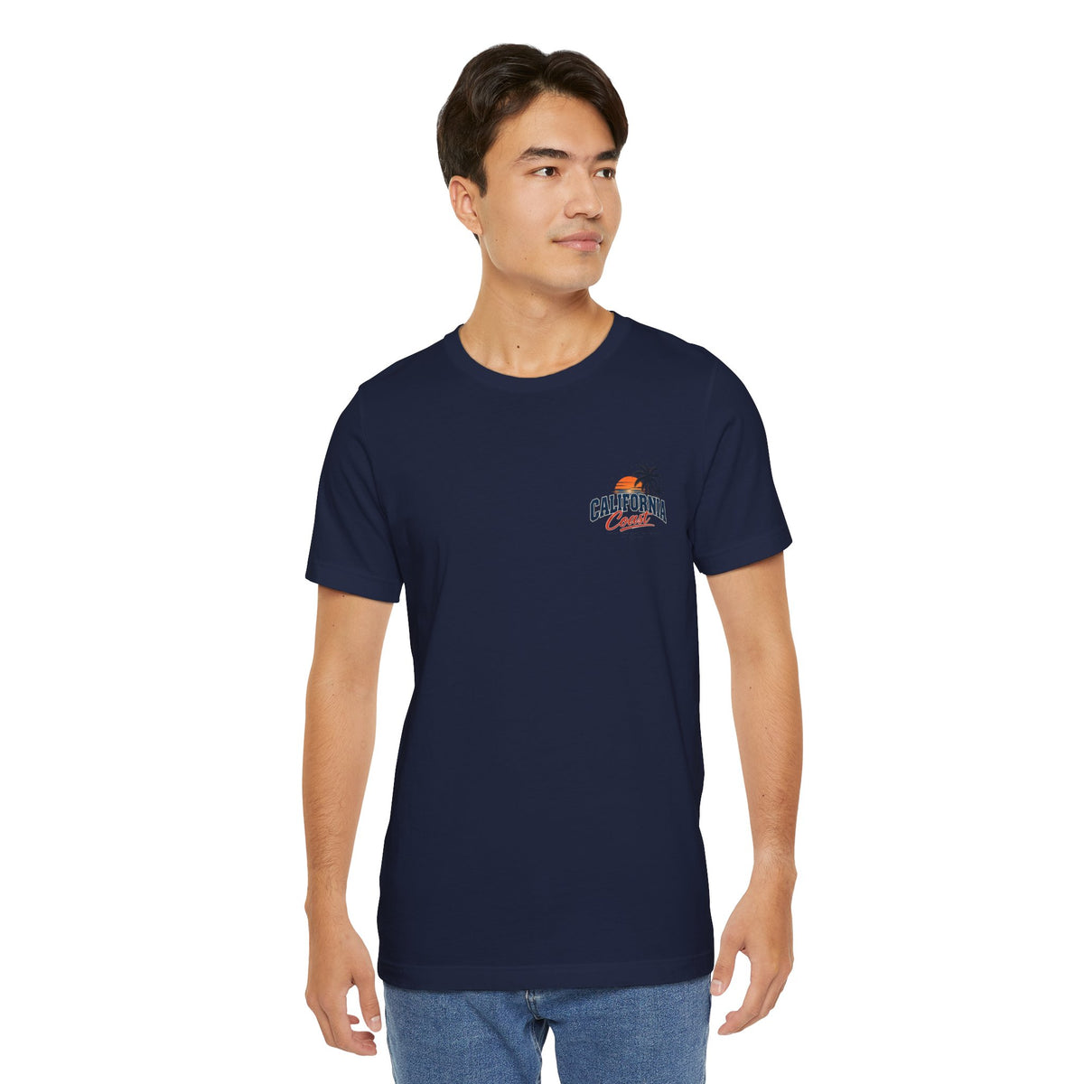 California Coast Pocket Tee — Retro Palm Surf Graphic