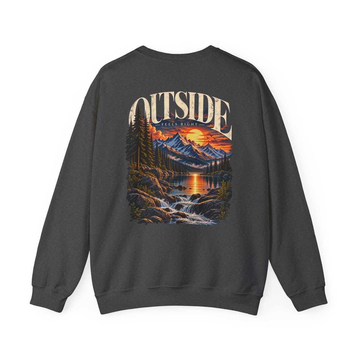 Outside Scenic Crewneck — Mountain Sunset Nature Graphic