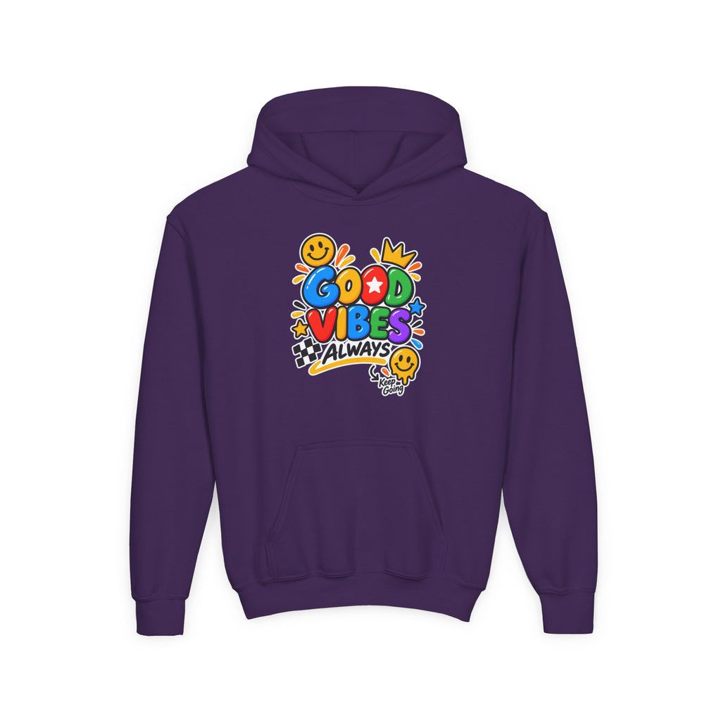 Youth Hoodie - "Good Vibes Always" Colorful Positive Graphic