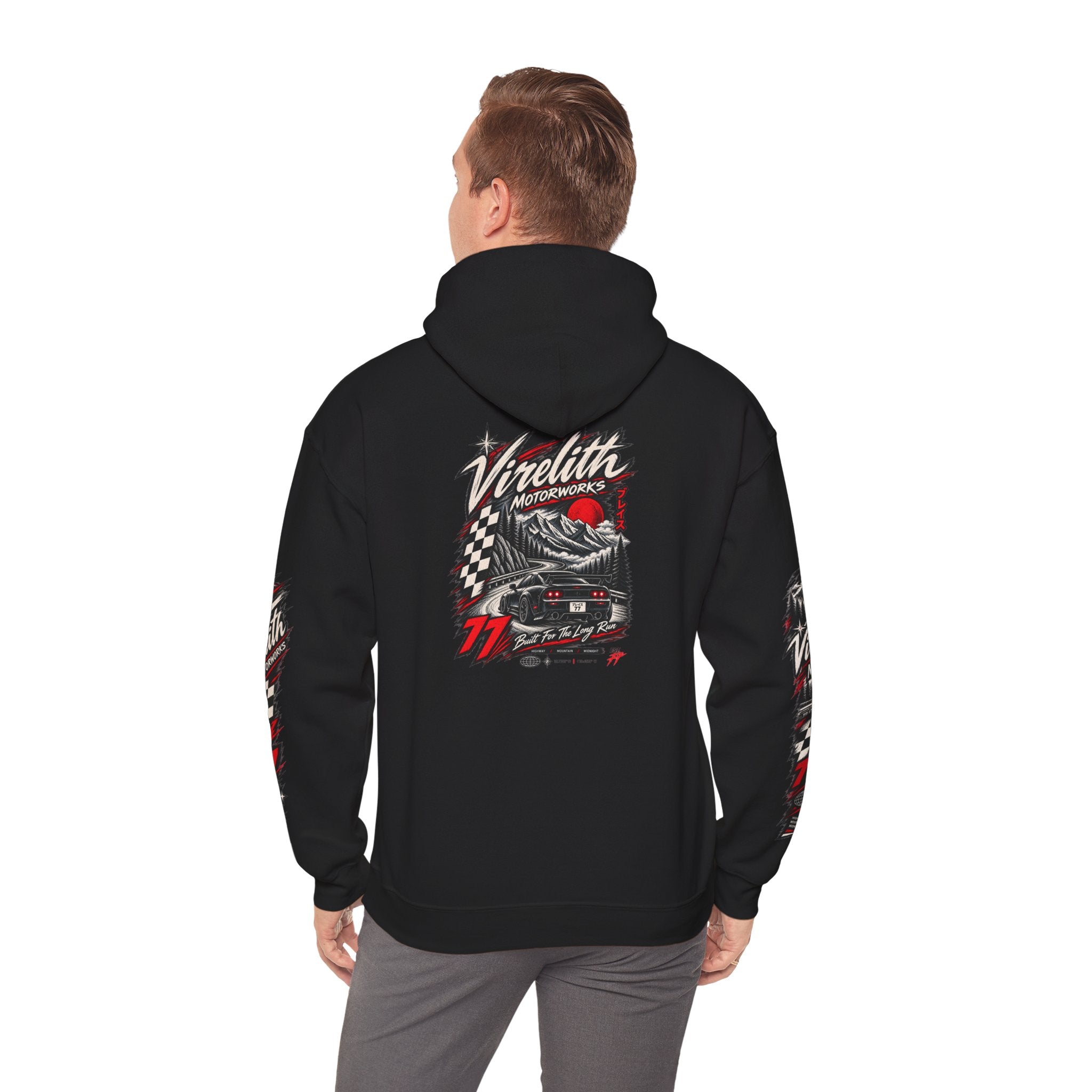 Virelith Motorsports Checkered Flag Hoodie | Racing Graphic Sweatshirt
