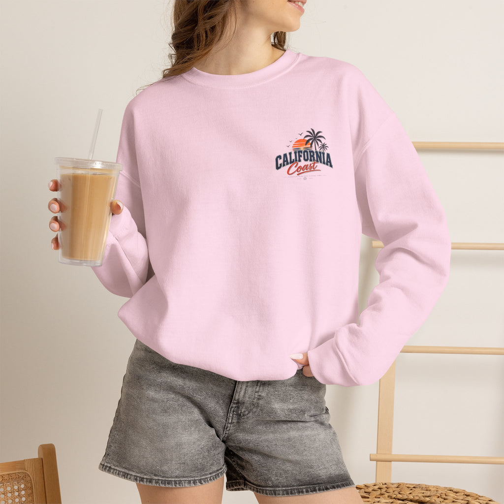 California Coast Crewneck Sweatshirt — Retro Palm Tree Graphic