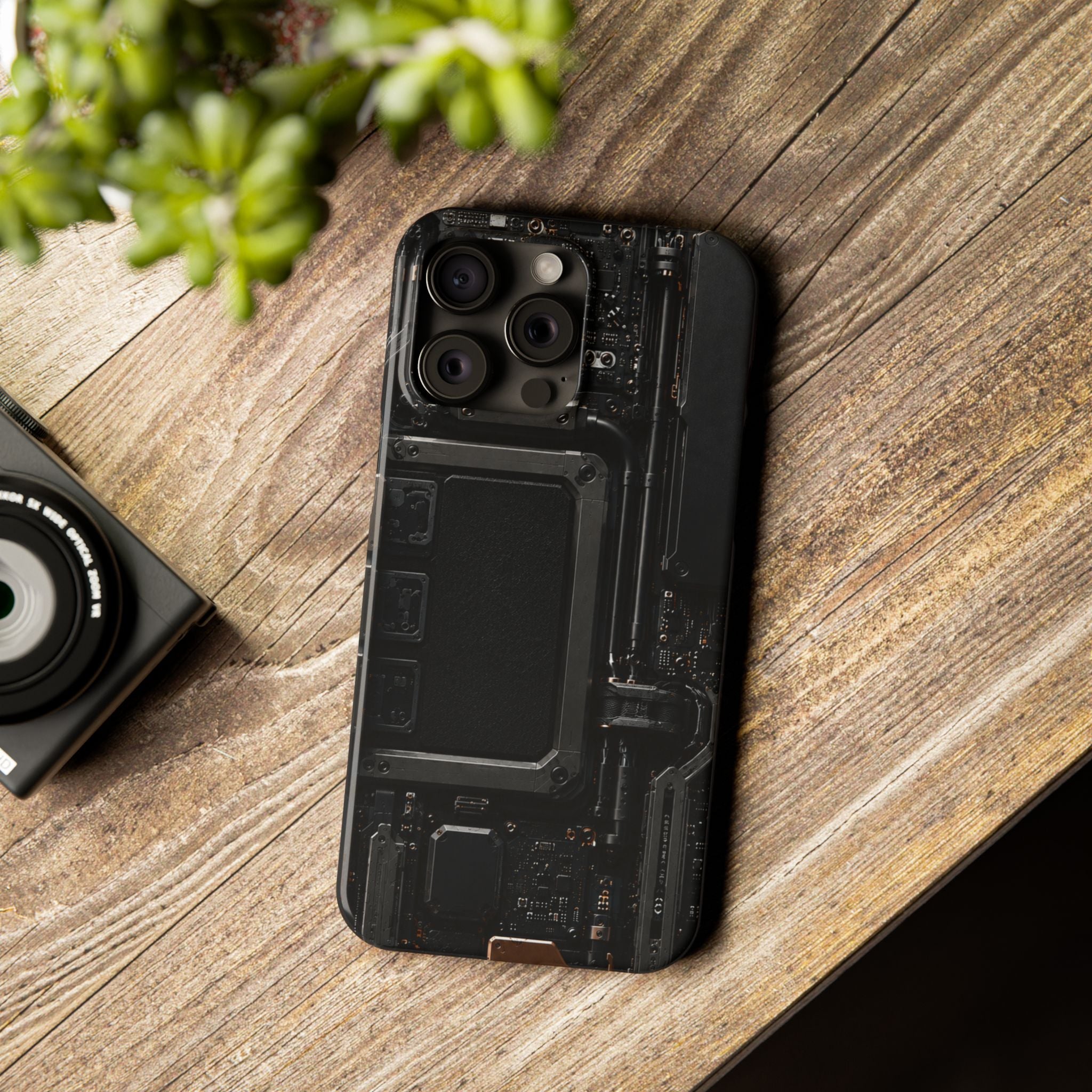 Slim Phone Case — Black Circuit Tech Design