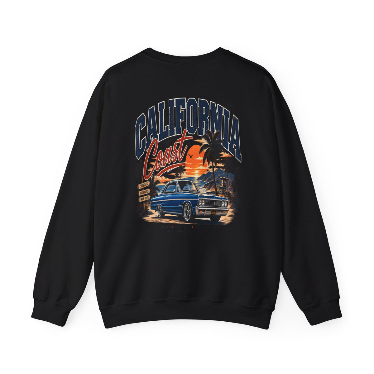 California Coast Crewneck Sweatshirt — Retro Palm Tree Graphic