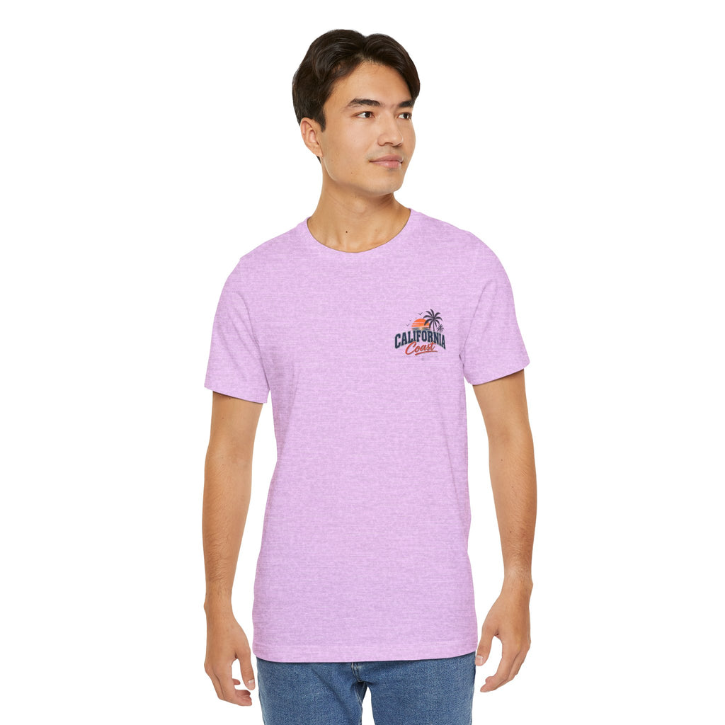 California Coast Pocket Tee — Retro Palm Surf Graphic