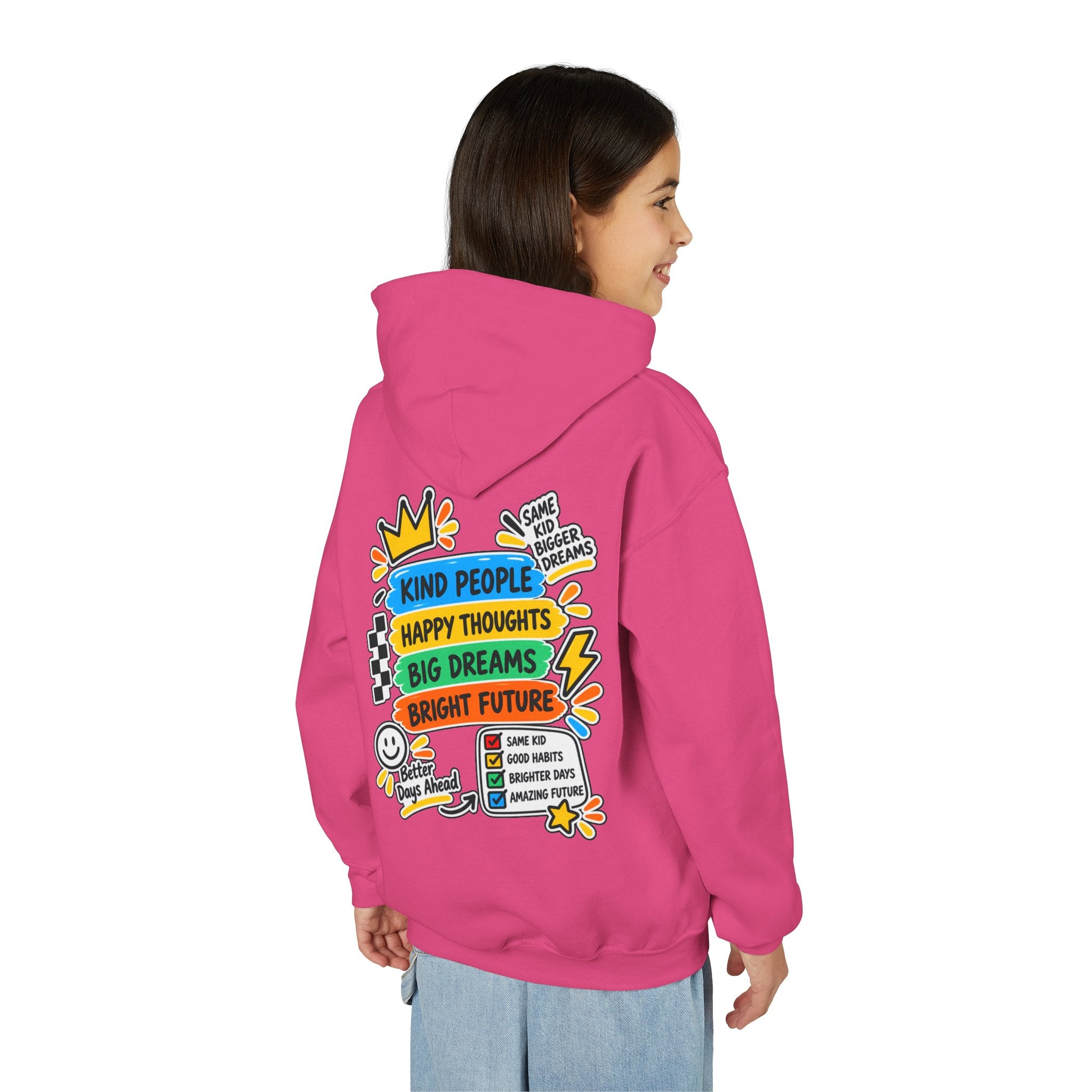 Youth Hoodie - "Good Vibes Always" Colorful Positive Graphic