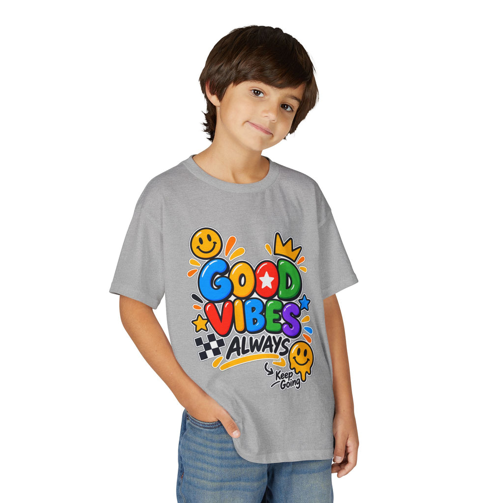 Youth T-Shirt — "Good Vibes Always" Colorful Positive Message Tee