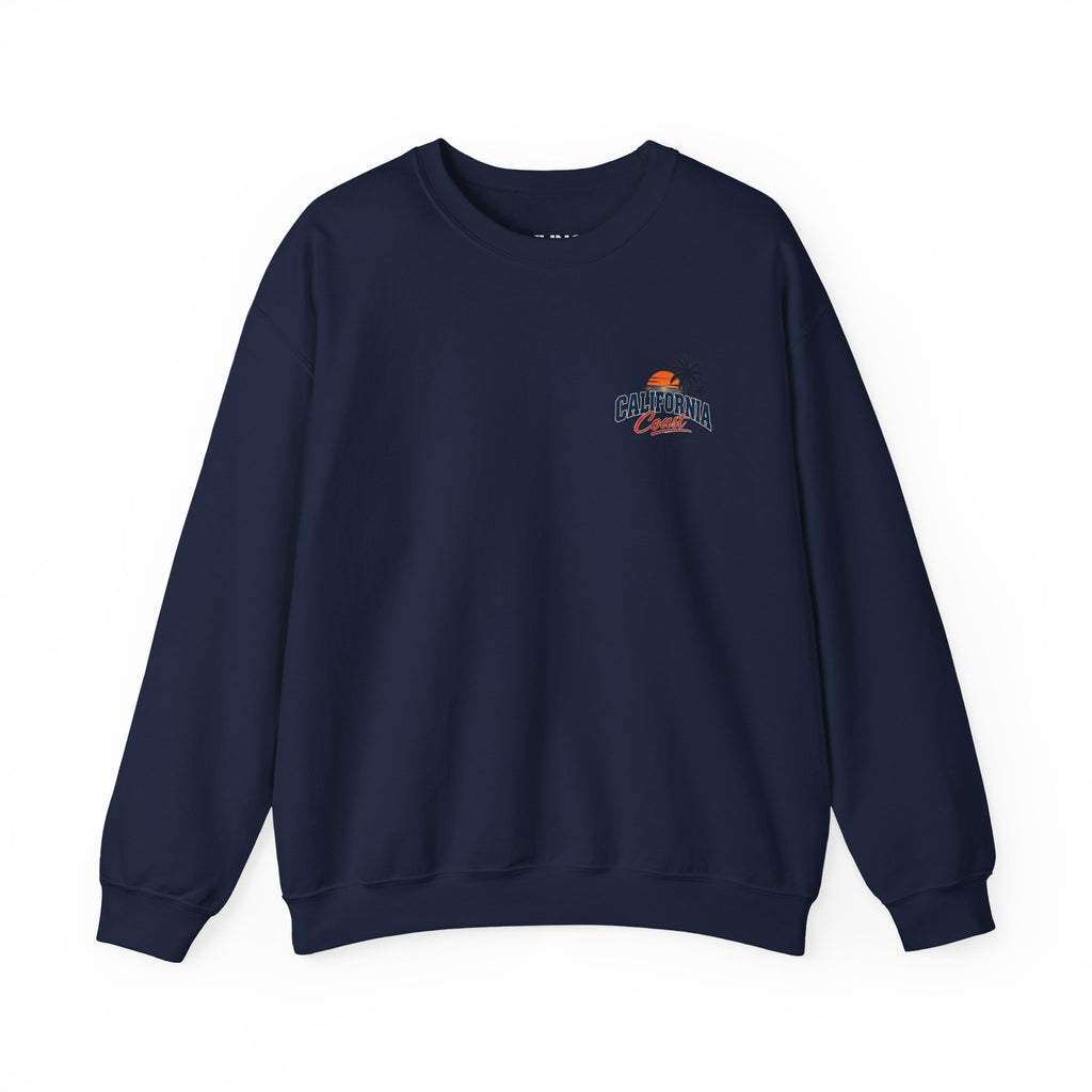 California Coast Crewneck Sweatshirt — Retro Palm Tree Graphic