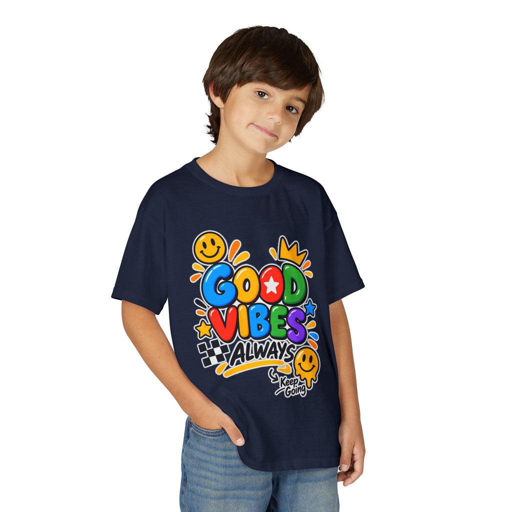 Youth T-Shirt — "Good Vibes Always" Colorful Positive Message Tee
