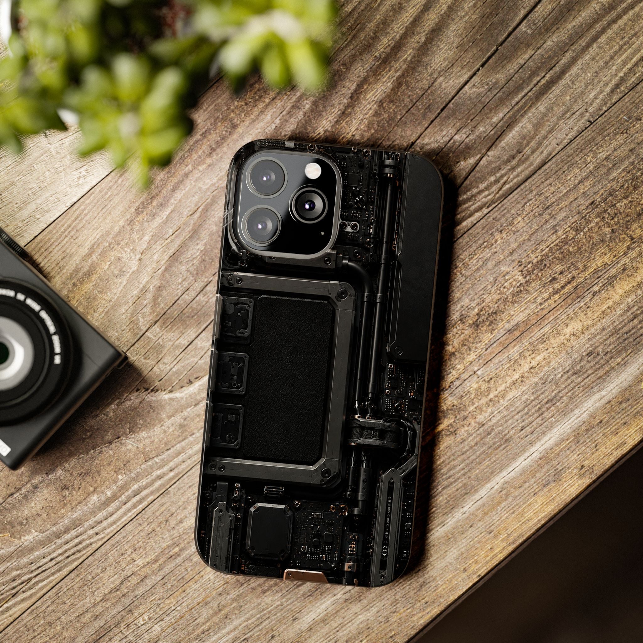 Slim Phone Case — Black Circuit Tech Design