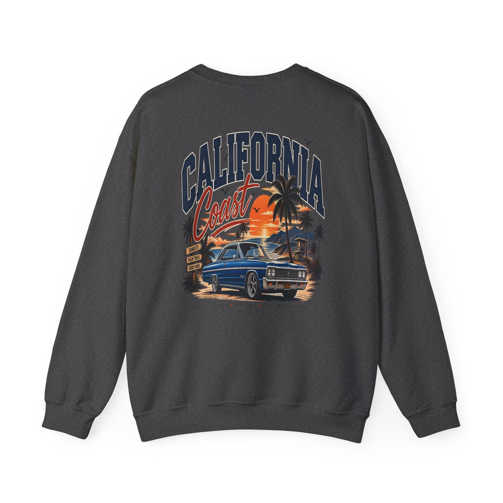 California Coast Crewneck Sweatshirt — Retro Palm Tree Graphic