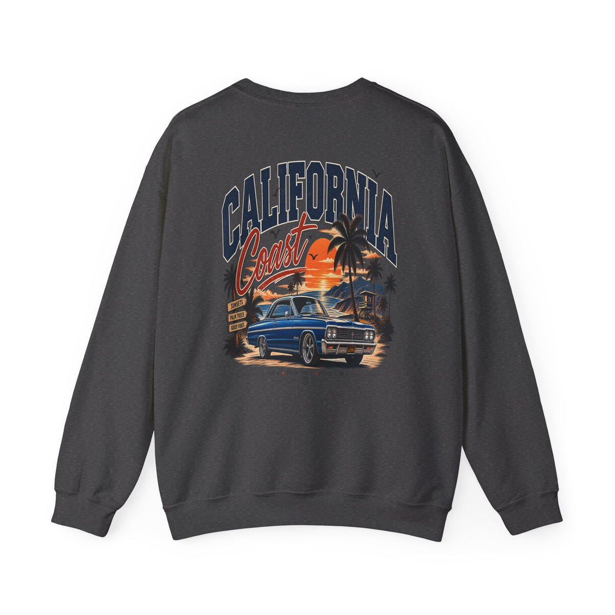 California Coast Crewneck Sweatshirt — Retro Palm Tree Graphic