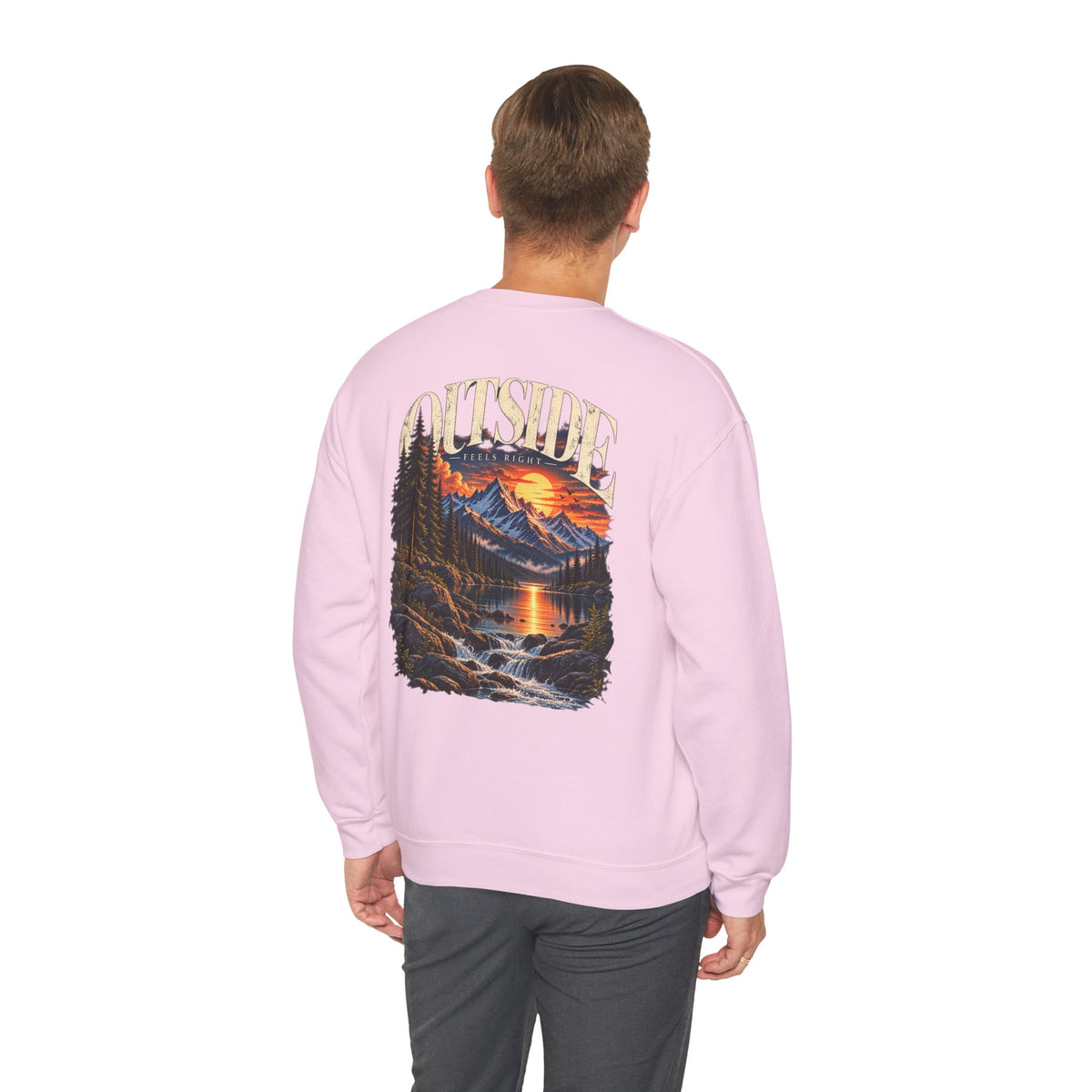 Outside Scenic Crewneck — Mountain Sunset Nature Graphic