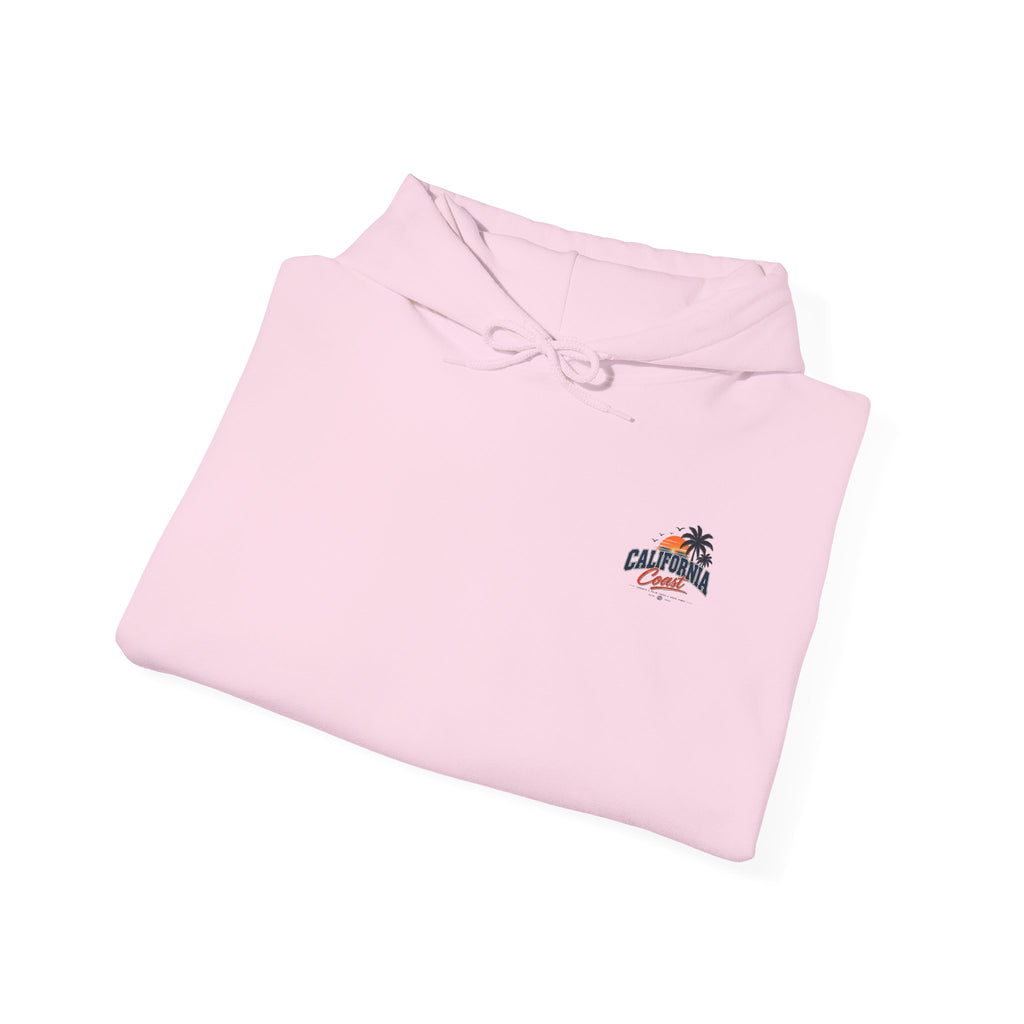 California Coast Hoodie — Vintage Car Sunset Palm Beach Graphic