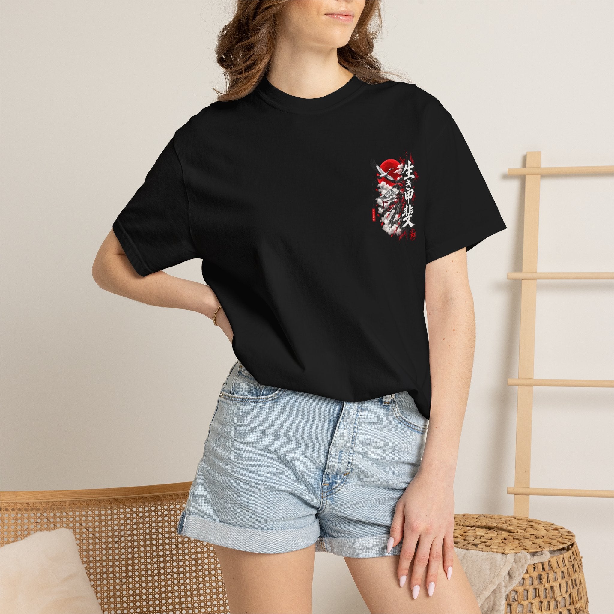 Japanese Ronin Graphic Tee - Lone Wanderer & Red Sun Vintage Streetwear