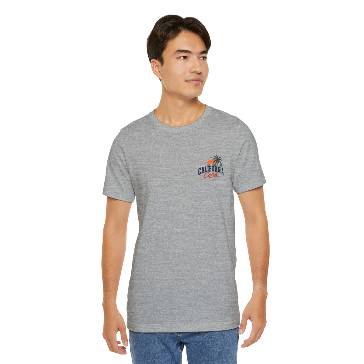 California Coast Pocket Tee — Retro Palm Surf Graphic