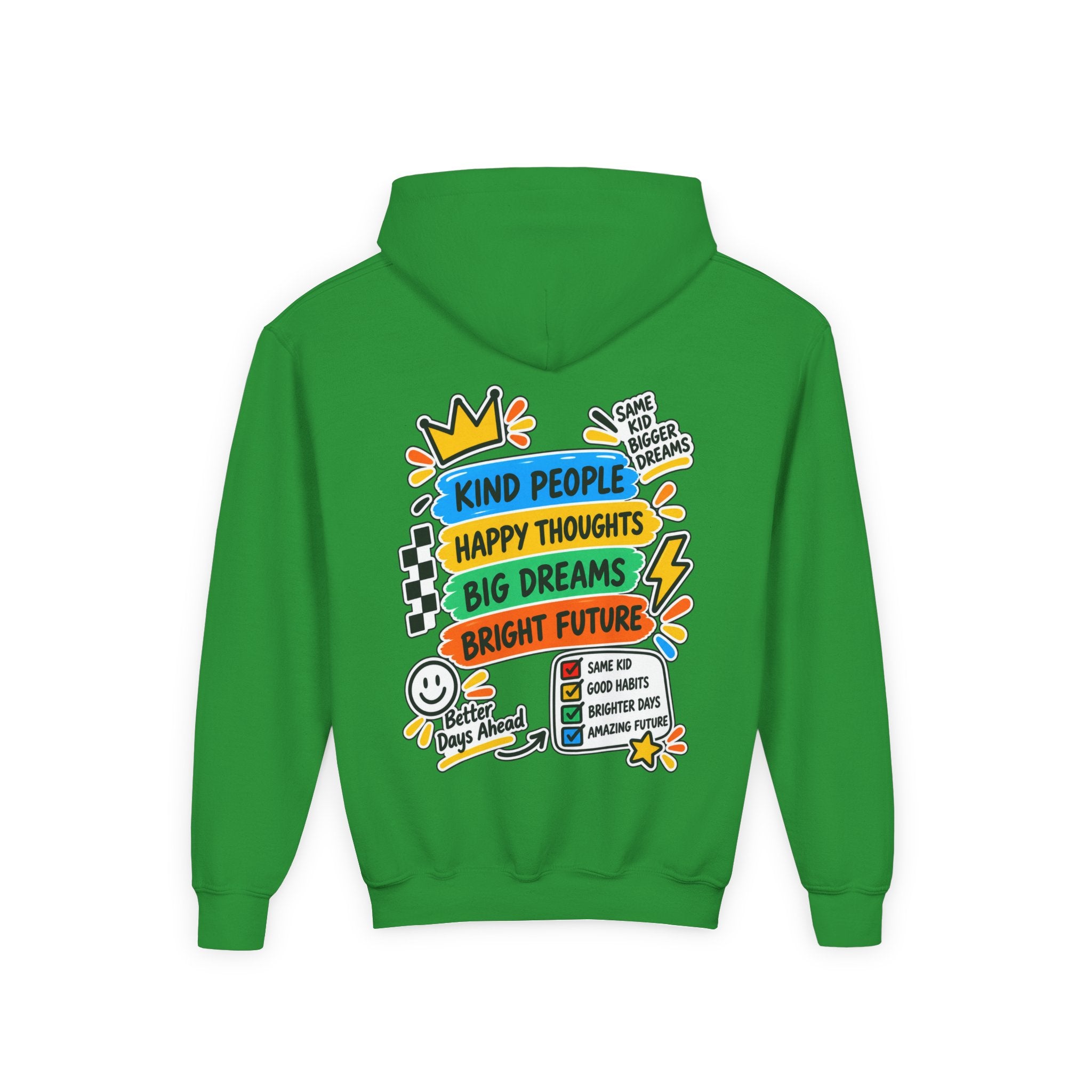 Youth Hoodie - "Good Vibes Always" Colorful Positive Graphic