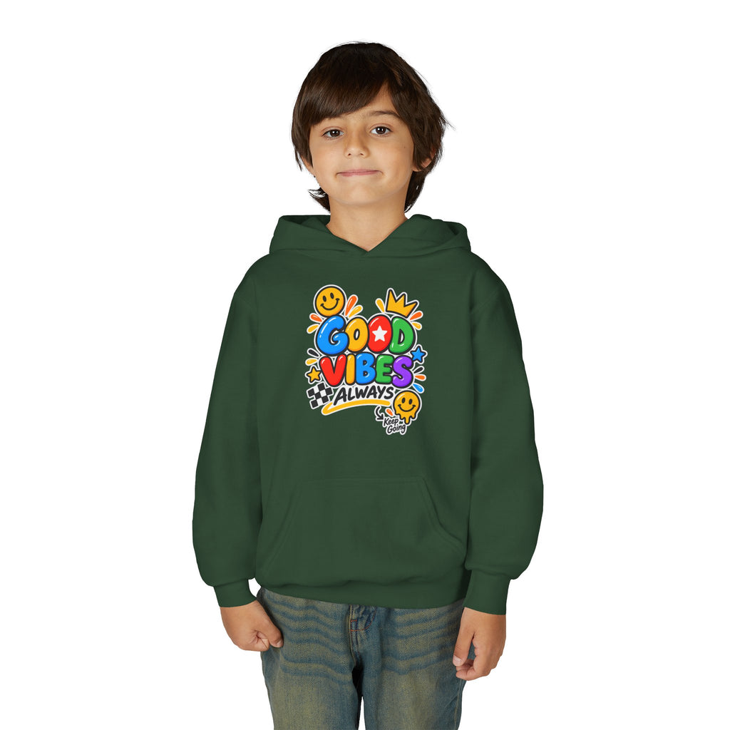 Youth Hoodie - "Good Vibes Always" Colorful Positive Graphic