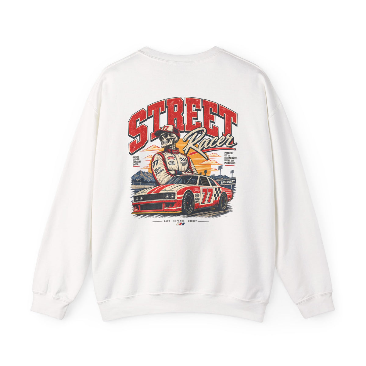 Street Racer Crewneck Sweatshirt — Vintage Car Racing Graphic
