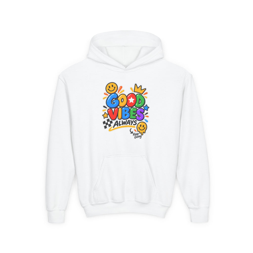 Youth Hoodie - "Good Vibes Always" Colorful Positive Graphic