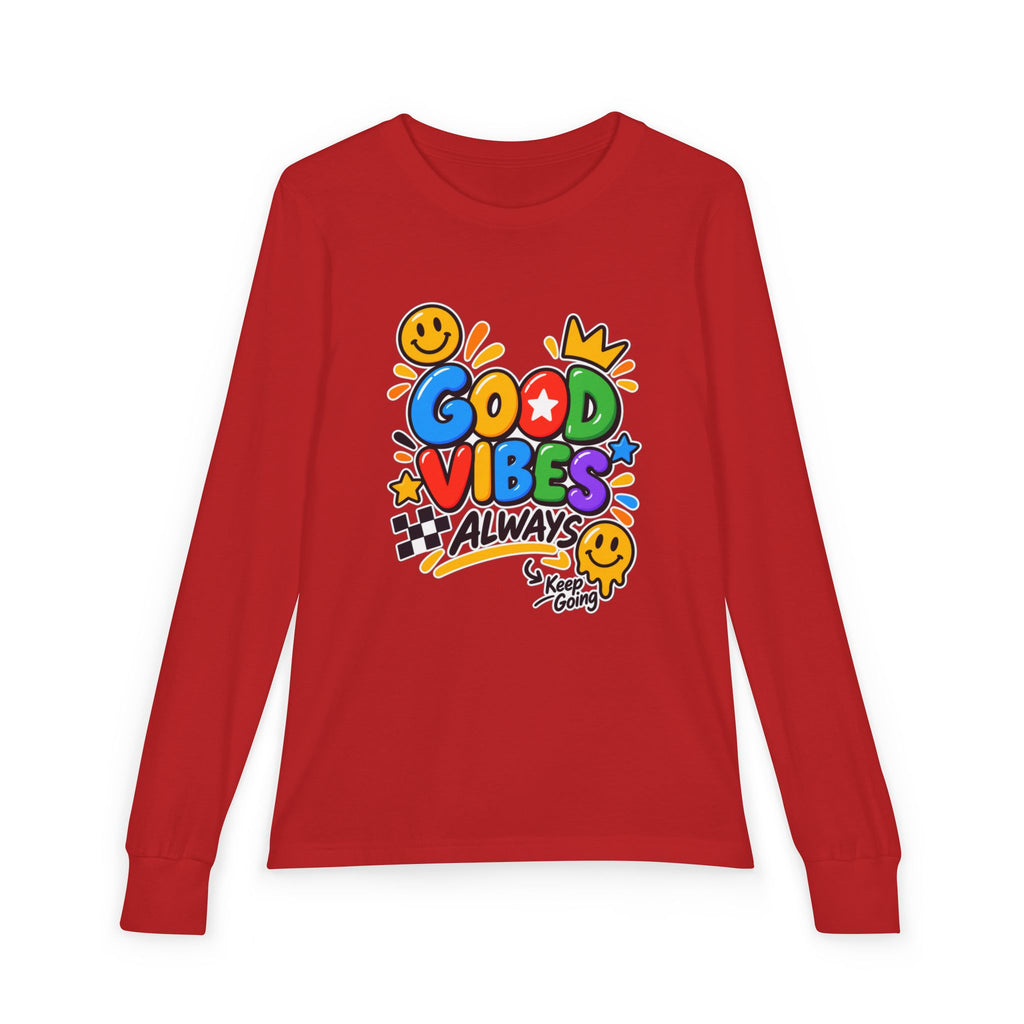 Good Vibes Always Youth Long Sleeve Tee — Positive Message Kids Shirt