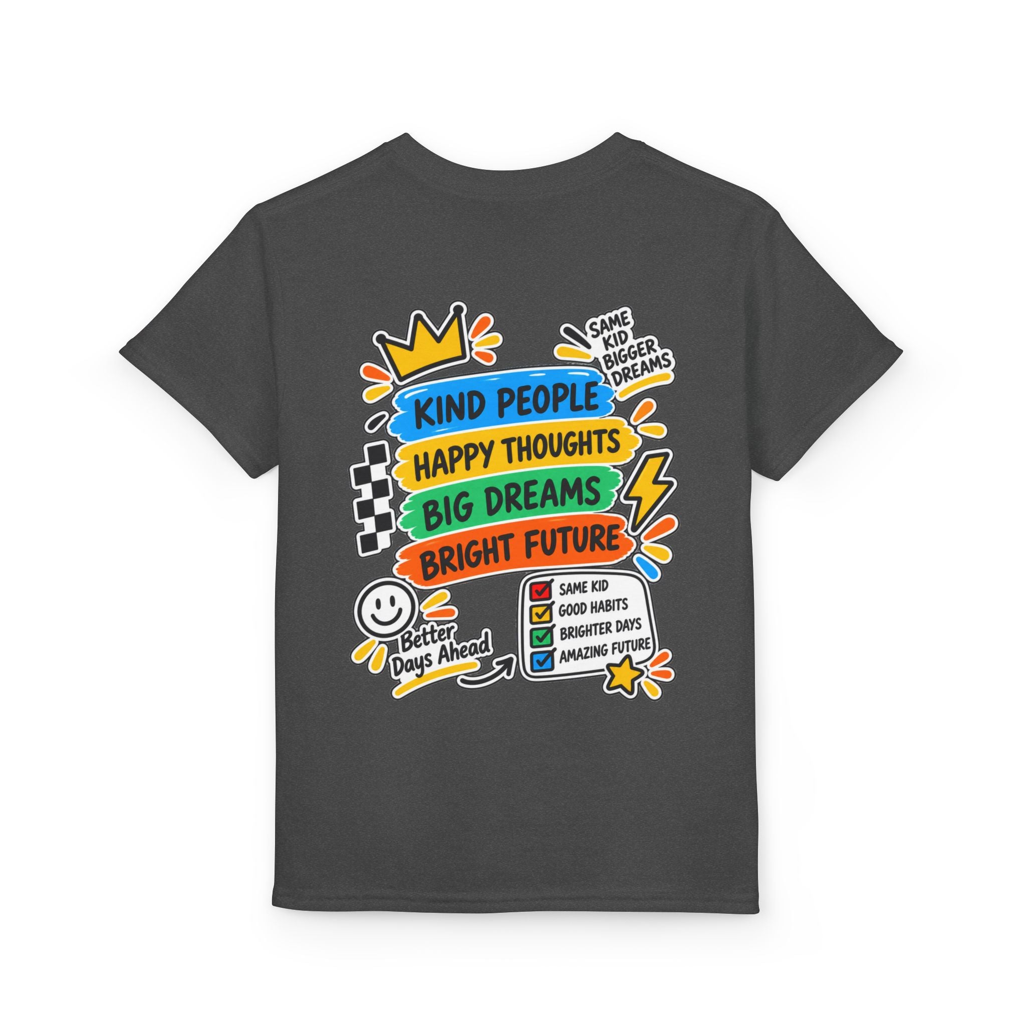Youth T-Shirt — "Good Vibes Always" Colorful Positive Message Tee