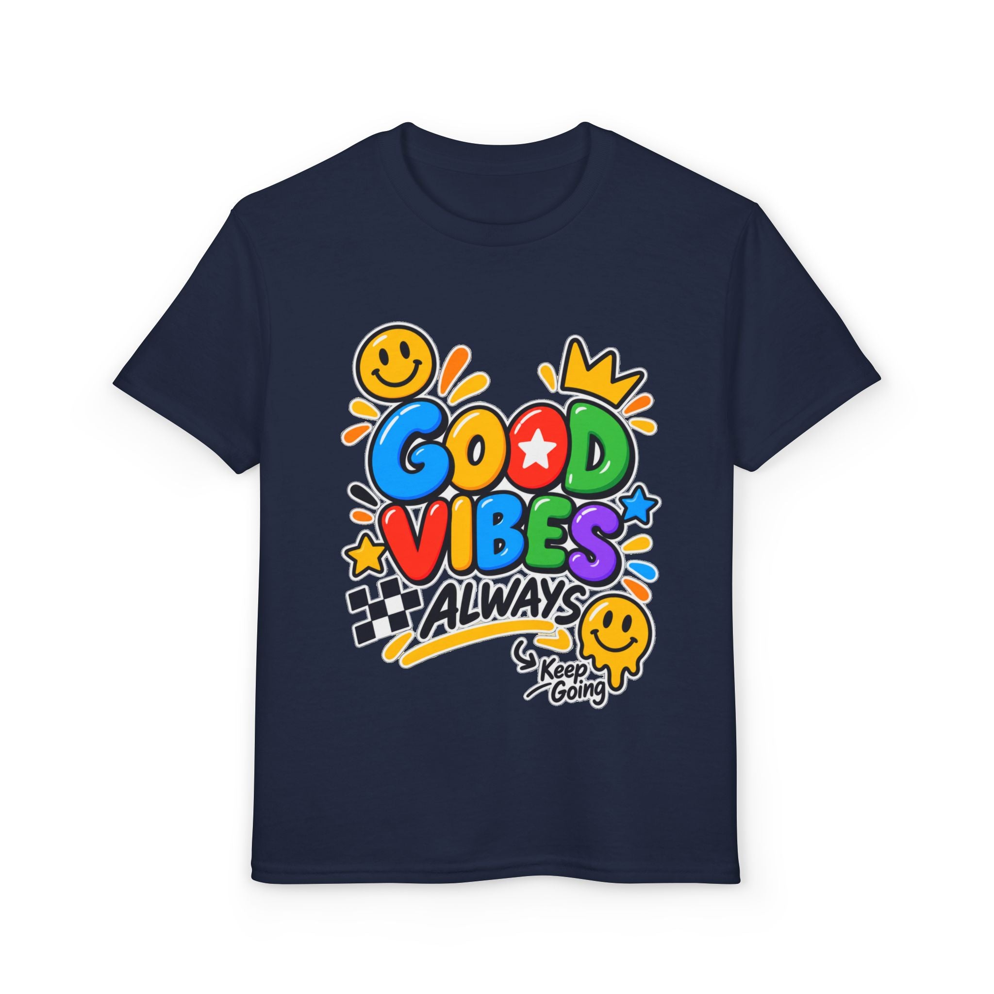 Youth T-Shirt — "Good Vibes Always" Colorful Positive Message Tee