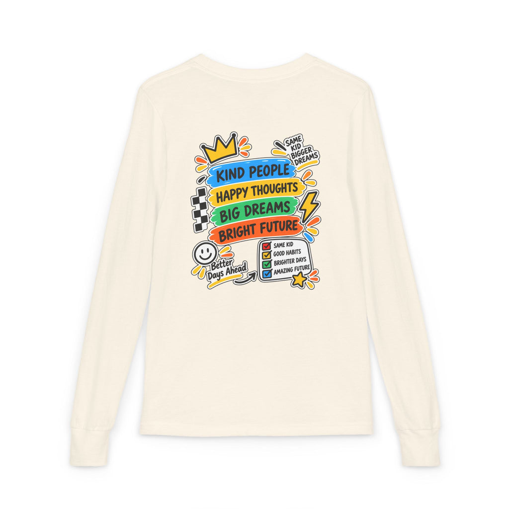 Good Vibes Always Youth Long Sleeve Tee — Positive Message Kids Shirt