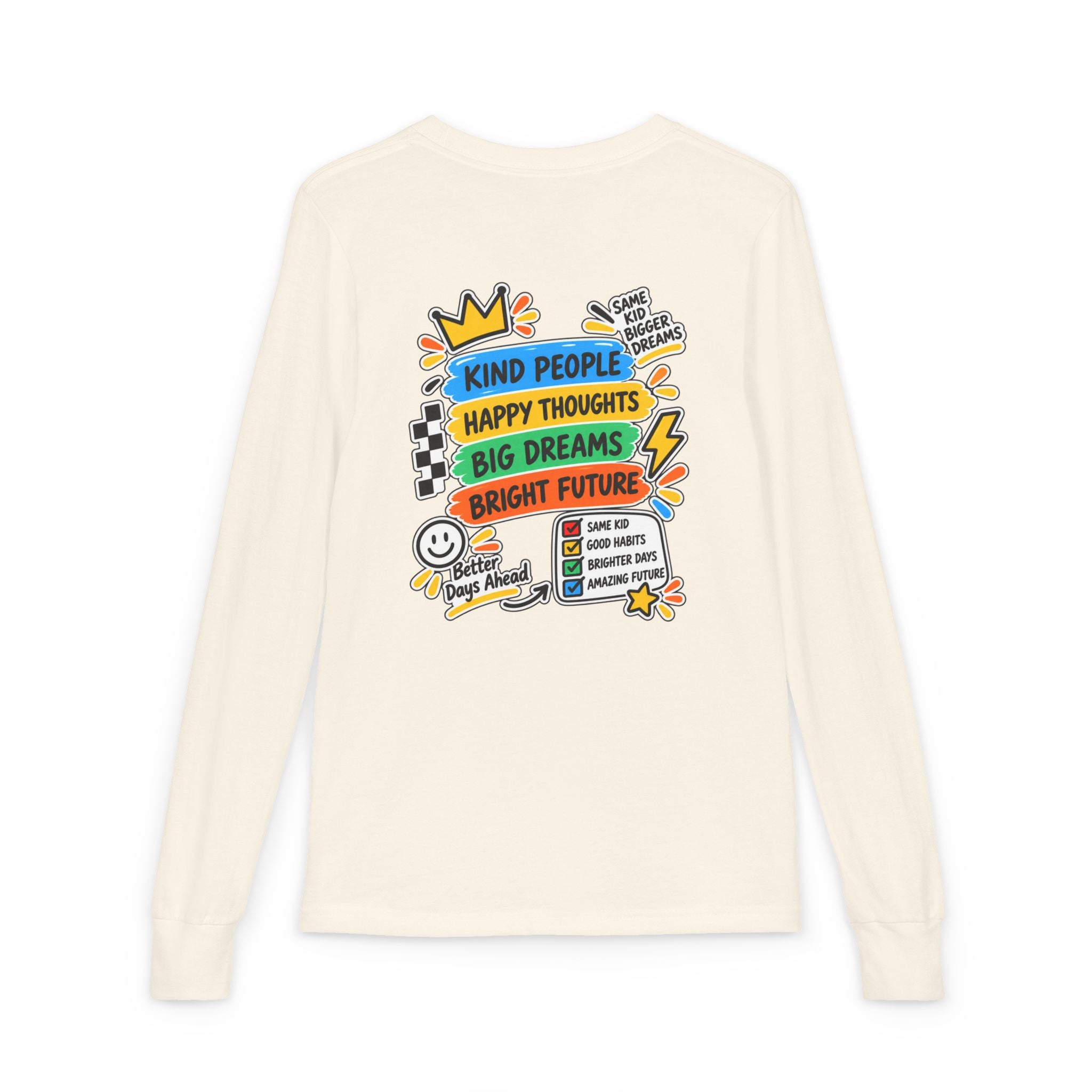 Good Vibes Always Youth Long Sleeve Tee — Positive Message Kids Shirt