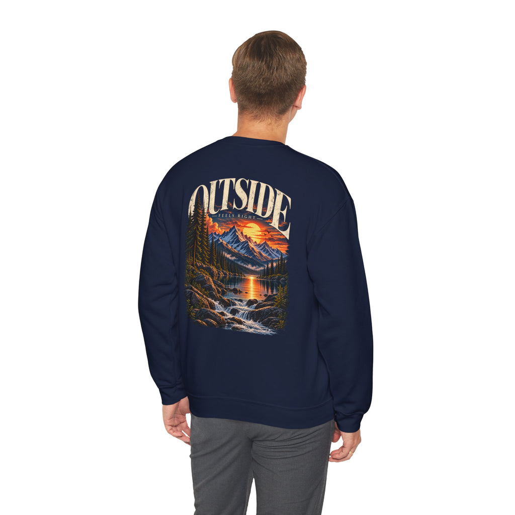 Outside Scenic Crewneck — Mountain Sunset Nature Graphic