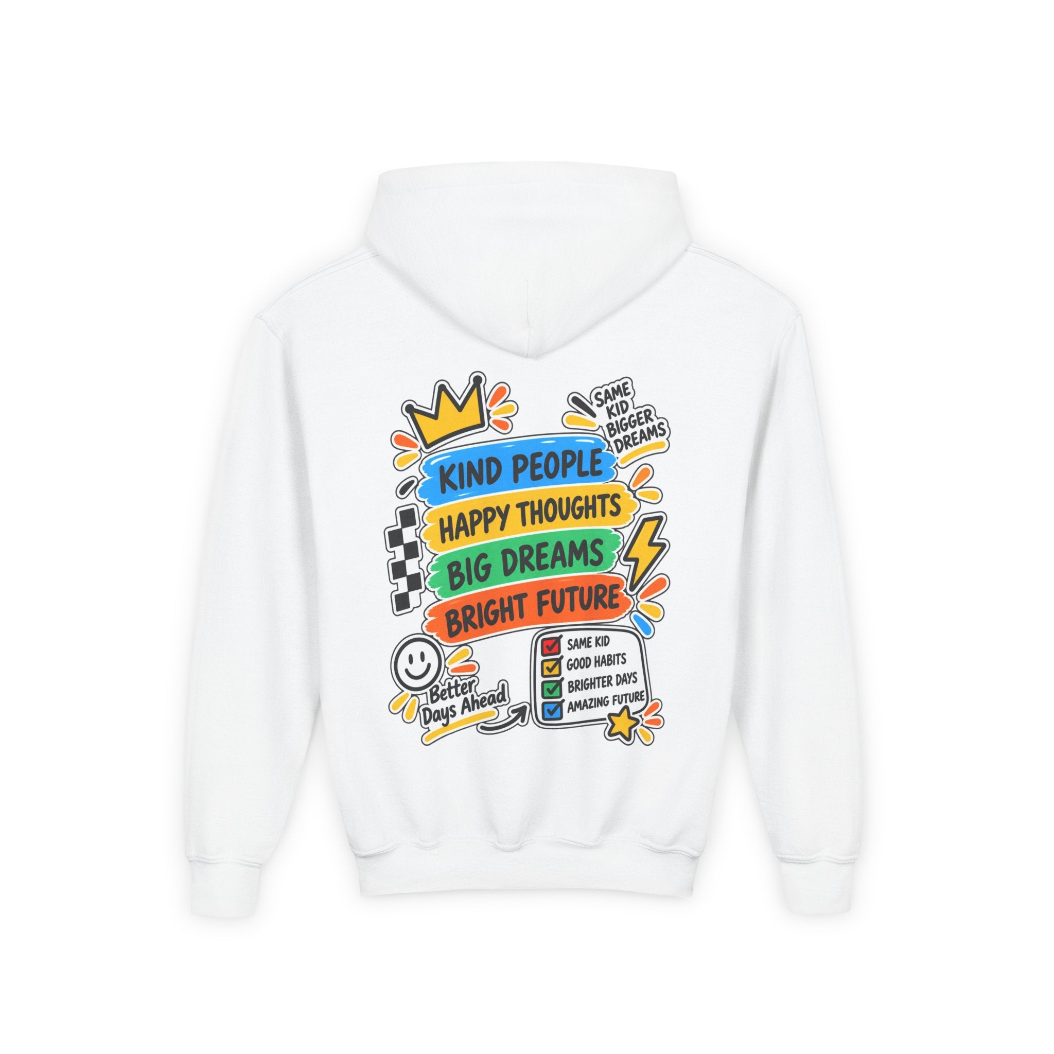 Youth Hoodie - "Good Vibes Always" Colorful Positive Graphic