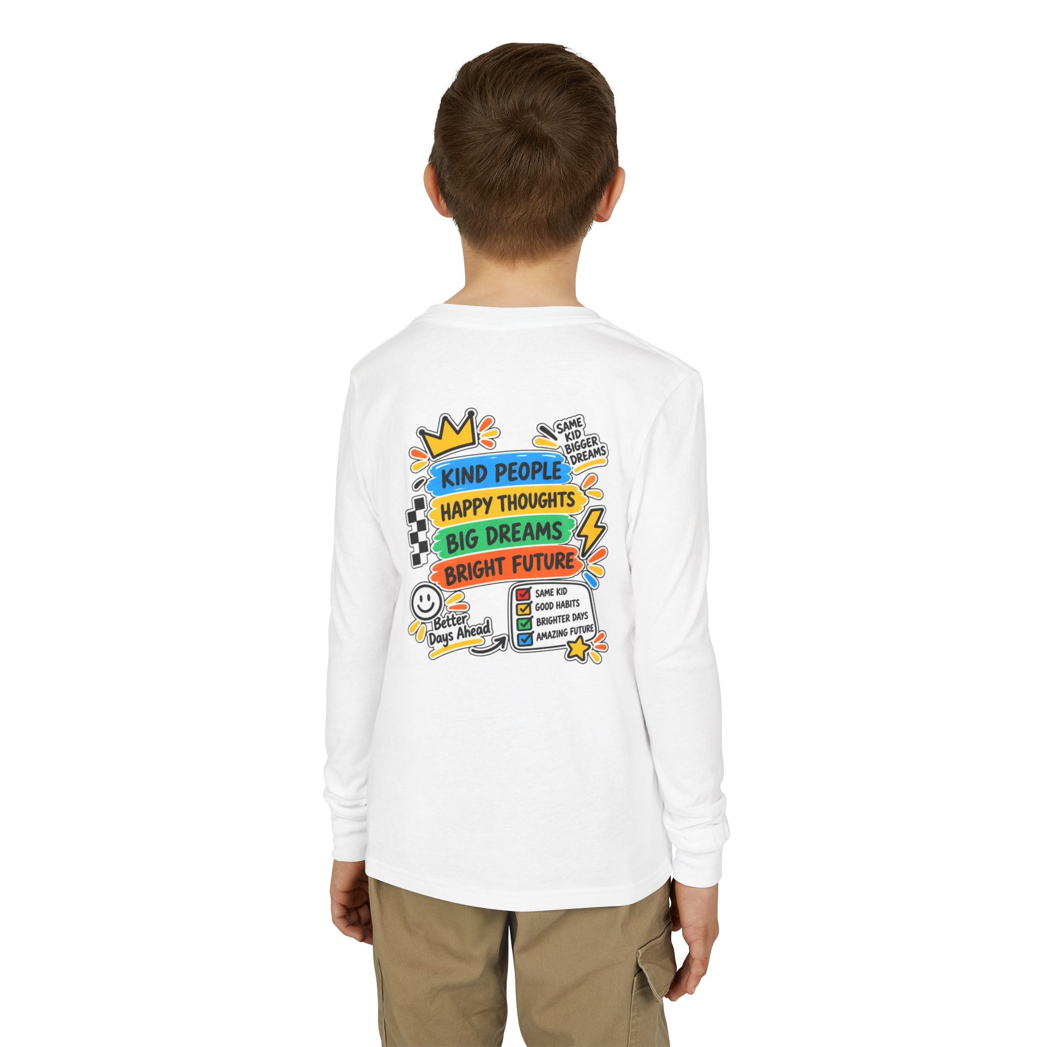 Good Vibes Always Youth Long Sleeve Tee — Positive Message Kids Shirt