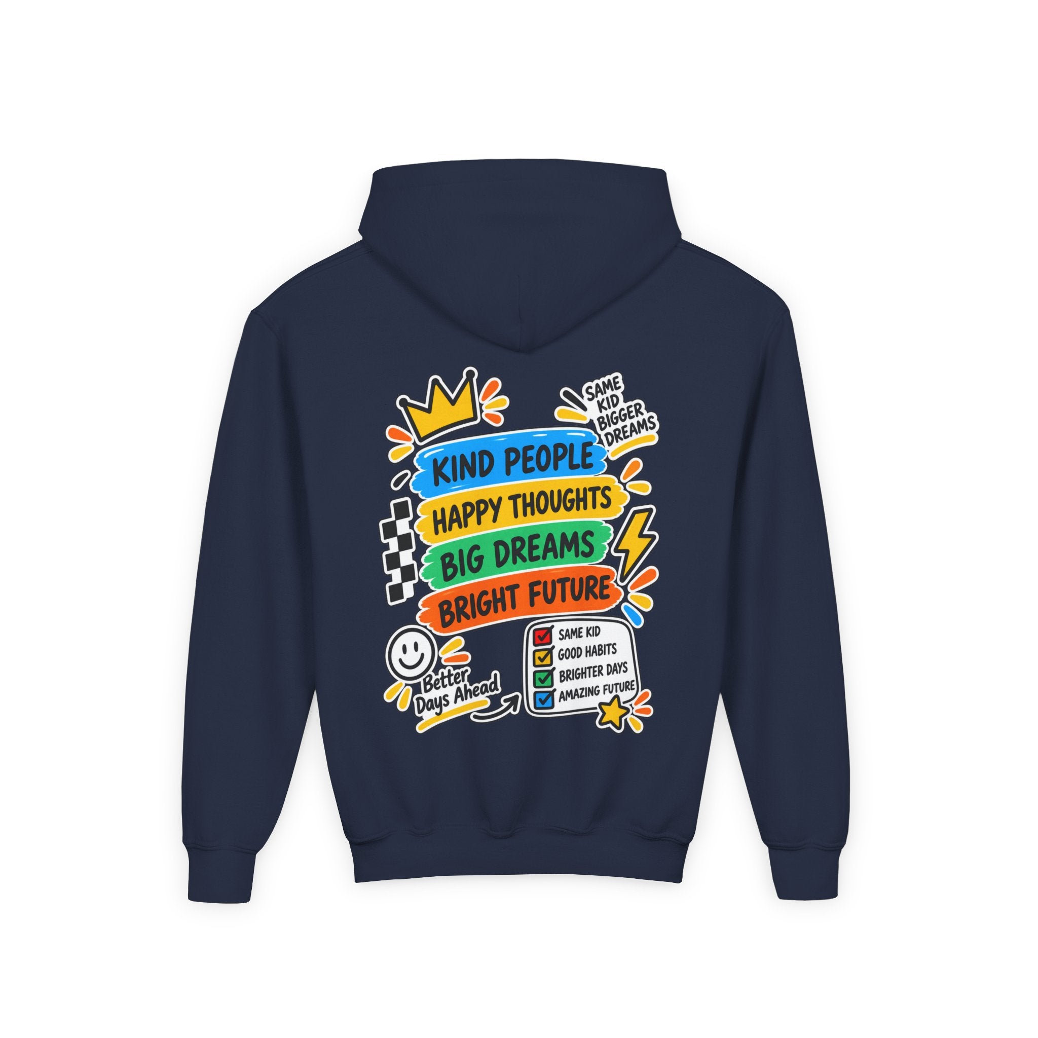 Youth Hoodie - "Good Vibes Always" Colorful Positive Graphic