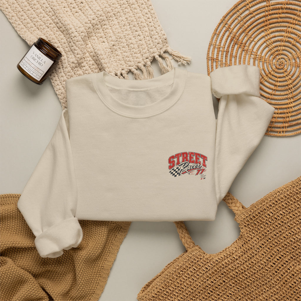 Street Racer Crewneck Sweatshirt — Vintage Car Racing Graphic
