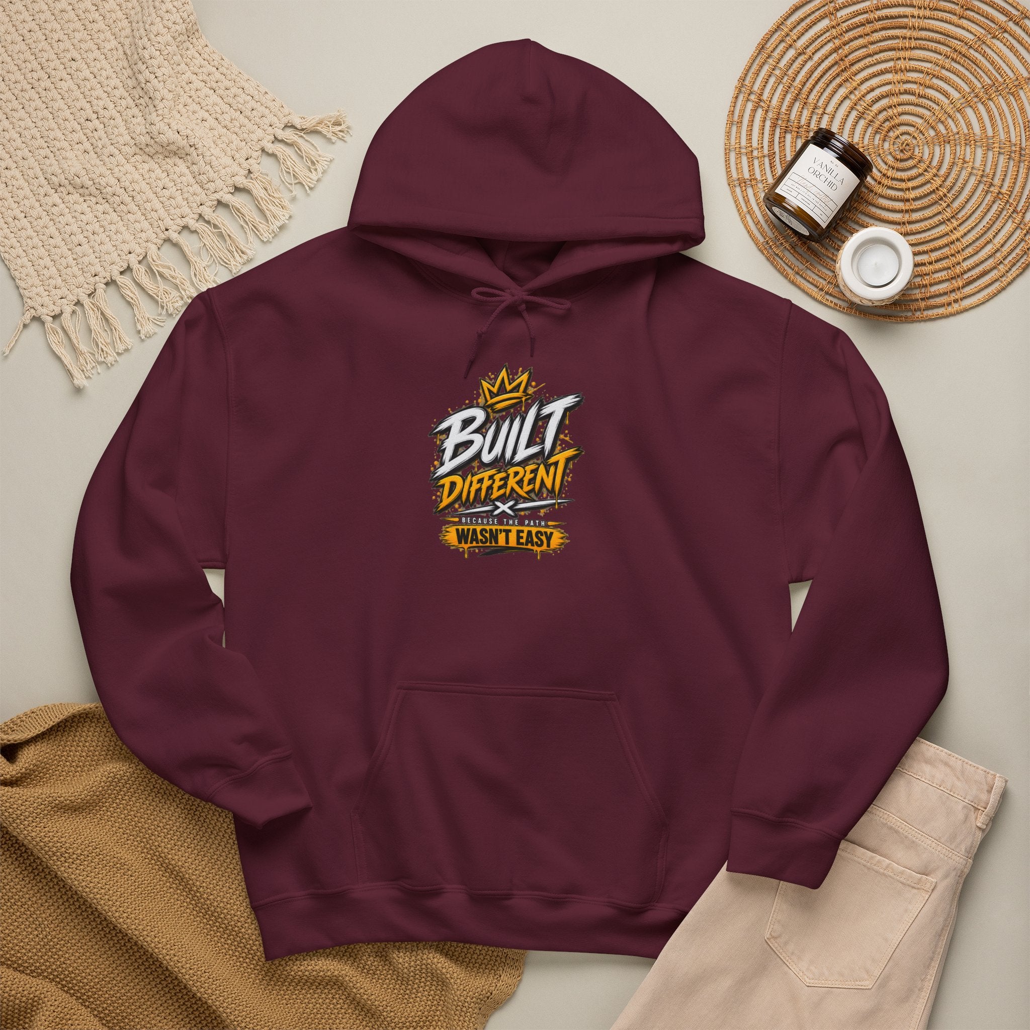 Built Different Hooded Sweatshirt — 'Built Different Wasn’t Easy' Graphic Hoodie